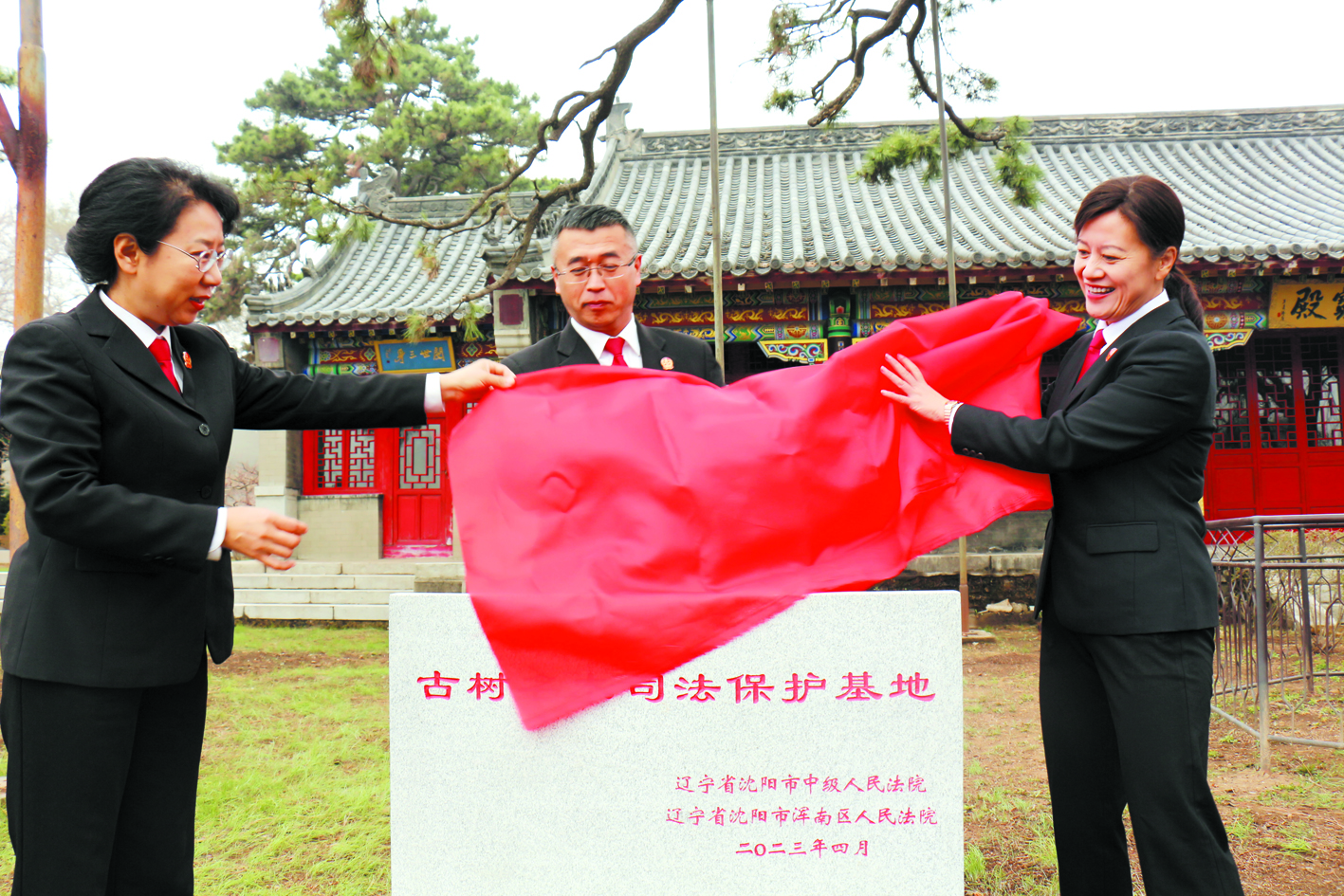 沈陽“古樹名木司法保護(hù)基地”揭牌儀式現(xiàn)場,。