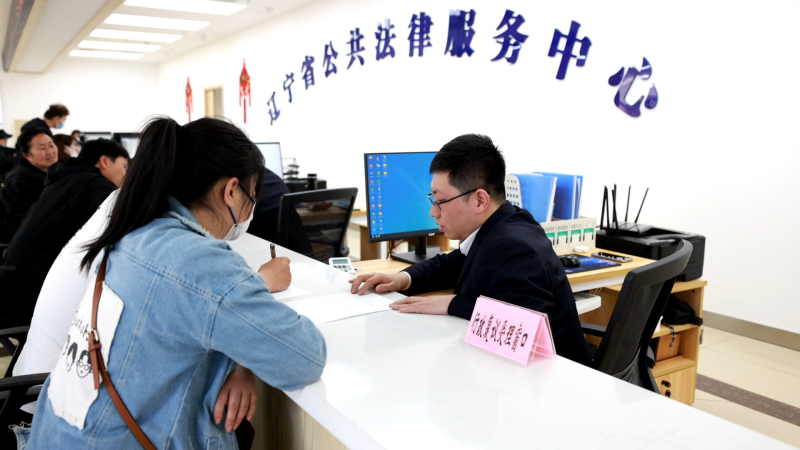 配文1：行政復(fù)議受理窗口工作人員接待復(fù)議申請人,。